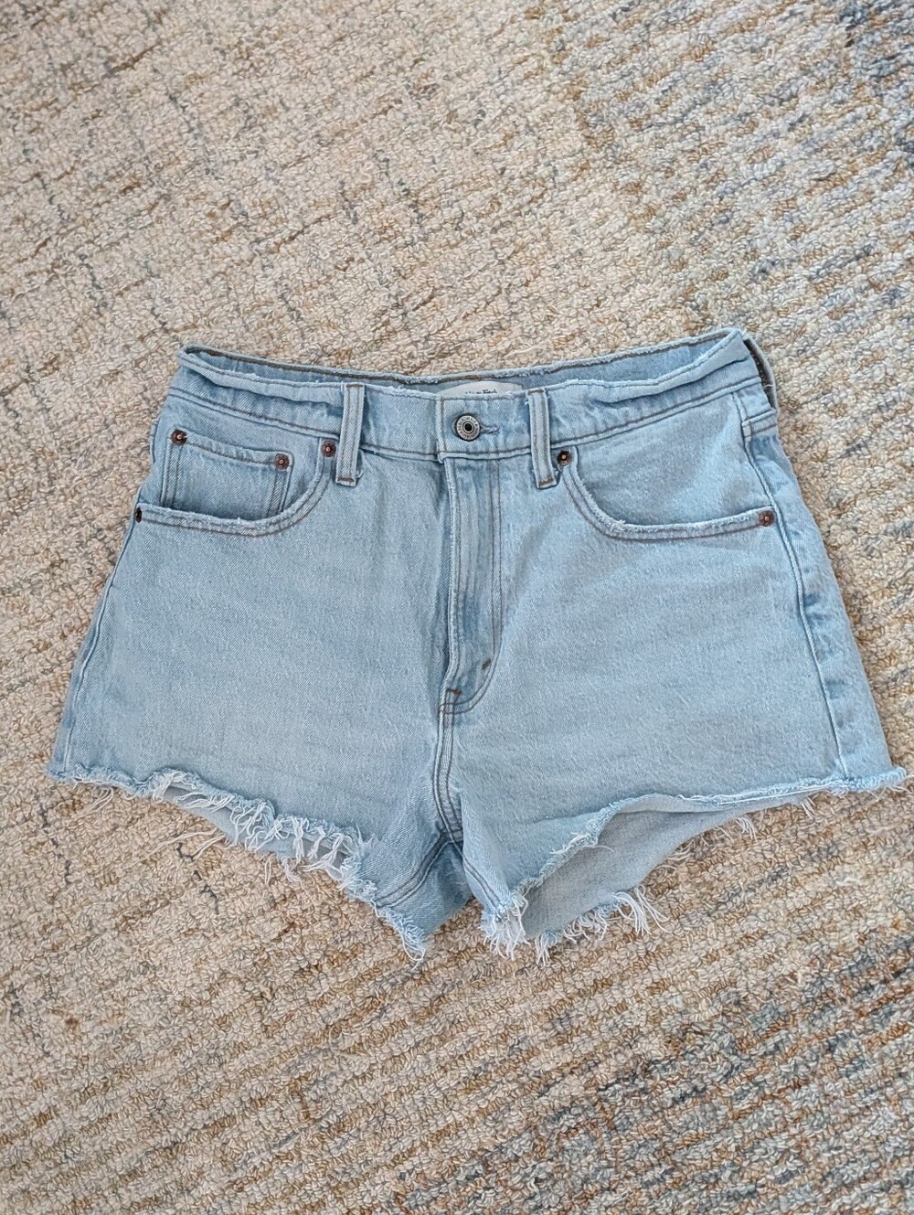 Light Wash Denim Frayed Hem Women's Shorts